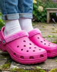 Estro - A01 - Waterproof Thermal Fur Lined Womens Low Garden Clogs - Pink