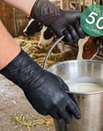 Perf - 300mm Milking Gloves - Powder Free Nitrile Gloves - Black - 50 Pack