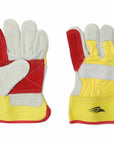 Perf - Cygnus - Reinforced Double Palm Rigger Gloves - Yellow/Red - Pack of 10
