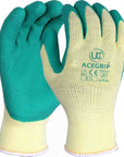 UCI - Ace Grip - Latex Crinkle Palm Gloves - Green/Yellow - Retail Pair