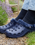 Estro - A01 - Waterproof Thermal Fur Lined Womens Low Garden Clogs - Navy