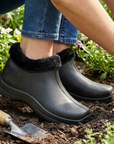 Estro - A16 - Waterproof Thermal Fur Lined Womens Mid Garden Clogs - Black