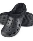 Estro - A01 - Waterproof Thermal Fur Lined Womens Low Garden Clogs - Black