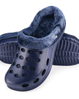 Estro - A01 - Waterproof Thermal Fur Lined Womens Low Garden Clogs - Navy