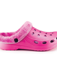 Estro - A01 - Waterproof Thermal Fur Lined Womens Low Garden Clogs - Pink